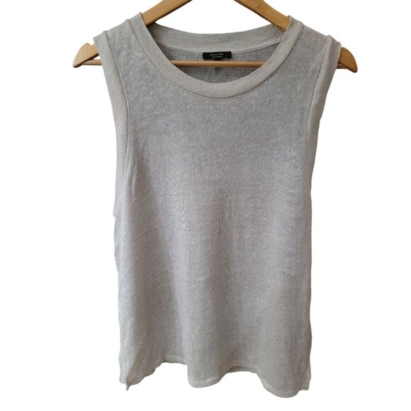 Massimo Dutti Womens Sleeveless Knit Top Size S Beige Linen Blend - Picture 1 of 3